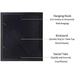 Opening Collage Picture Frame Black Wood Photo Frames for Tabletop Stand and Wall Mounting
