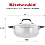 Casserole-with-Lid,-4-Quart,-Brushed-Stainless-Steel