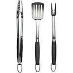 3 Piece Stainless Steel Bbq Grill Tool Set W Tongs Spatula Fork