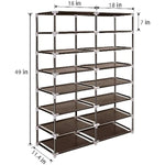 28 Pairs Portable Double Row with Nonwoven Fabric Cover Shoe Rack