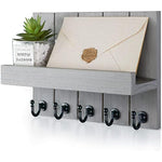 Elegant 5 Sturdy Key Hooks with Wooden Floating Shelf for Exclusive Designer Vintage Decor