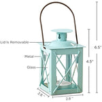 Luminous Metal Mini Lanterns Vintage Teal Light Candle Holders White