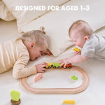 74 Pcs Wooden Train Set With Battery Operated Train Wooden Tracks