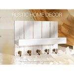 Elegant 5 Sturdy Key Hooks with Wooden Floating Shelf for Exclusive Designer Vintage Decor