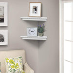 Wall Mounted Wood Corner Shelves - Set of 2