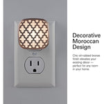 Brushed Nickel Flower Design Night Light With Plug-in, Dusk to Dawn Sensor