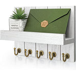 Elegant 5 Sturdy Key Hooks with Wooden Floating Shelf for Exclusive Designer Vintage Decor