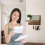 Elegant 5 Sturdy Key Hooks with Wooden Floating Shelf for Exclusive Designer Vintage Decor