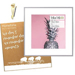 16x16 inch Tempered Glass Square Picture Frame Wall Hook Included