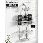 Shower Head Never Rust Aluminum Large Hanging Shower Caddy with 10 Hooks
