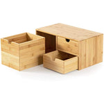 Mini Bamboo Desk Drawer Tabletop Storage Organization Box for Office