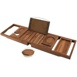Expandable Bath Tray for Tub with Upgraded Wine Slots and Book Holde