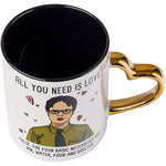 14 Ounce The Office Dwight All You Need is Love Metallic Shaped Handle Ceramic Mug