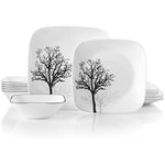 Triple Layer Glass And Chip Resistant Lightweight Square Plates And Bowls Set