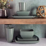 Soho Grayson Square Melamine Dinnerware Set Service For Four 16Pcs