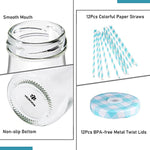 11Oz Glass Milk Bottles With Reusable Metal Twist Lids And Straws