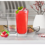 Highball Glasses 4 Stainless Steel Straws 16 Oz Lead Free Crystal Clear Glass