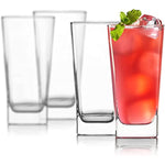 Highball Glasses 4 Stainless Steel Straws 16 Oz Lead Free Crystal Clear Glass