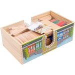 Deluxe Wooden Train Set With Dual Use Storage Box Tunnel 52 Pcs