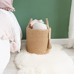 Decorative Rope Basket Wooden Bead Decoration with Handles