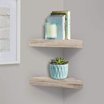 Wall Mounted Wood Corner Shelves - Set of 2