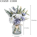 Artificial White Flowers with Vase for Coffee Table Decor