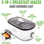 3 In 1 Breakfast Maker Station Healthy Ceramic Nonstick Dual Griddles For Eggs Meat And Pancakes