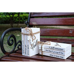 Farmhouse Rustic Wood Decorative Books Stack for Home Coffee Table Living Room