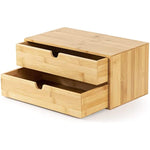 Mini Bamboo Desk Drawer Tabletop Storage Organization Box for Office