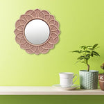 Decorative 9 Ivory Round Floral Ceramic Accent Wall Mirror