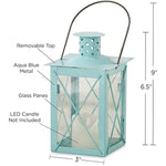 Luminous White Metal Lantern Tea Light Holder Medium Rustic Home Decor Lantern