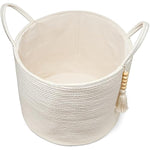 Decorative Rope Basket Wooden Bead Decoration with Handles
