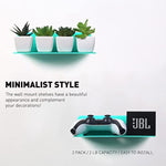 Floating Hanging Shelves with Cable Clips for Bedroom & Gaming Room - Set Of 2