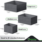 Set Of 12 Closet Organizer and Storage Divider Baskets For Clothes