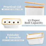 Bamboo Toilet Paper Holder Basket for Bathroom