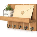 Elegant 5 Sturdy Key Hooks with Wooden Floating Shelf for Exclusive Designer Vintage Decor