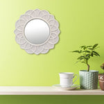 Decorative 9 Ivory Round Floral Ceramic Accent Wall Mirror