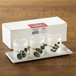 Frosted Glass Votive Candle Holders Tray Set