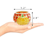 osaic Glass tealight Holders with Maple Leave for Halloween & Thanksgiving Party Decorations