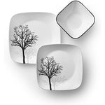 Triple Layer Glass And Chip Resistant Lightweight Square Plates And Bowls Set