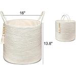 Decorative Rope Basket Wooden Bead Decoration with Handles
