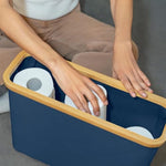 Bamboo Toilet Paper Holder Basket for Bathroom