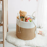 Decorative Rope Basket Wooden Bead Decoration with Handles