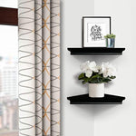 Wall Mounted Wood Corner Shelves - Set of 2