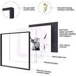 16x16 inch Tempered Glass Square Picture Frame Wall Hook Included