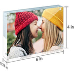 24mm Thick Frameless Clear Picture Frame, Free Standing Desktop Display Stand Acrylic Picture Frames