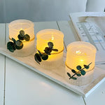 Frosted Glass Votive Candle Holders Tray Set