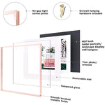 16x16 inch Tempered Glass Square Picture Frame Wall Hook Included