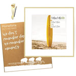 16x16 inch Tempered Glass Square Picture Frame Wall Hook Included