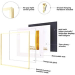 16x16 inch Tempered Glass Square Picture Frame Wall Hook Included